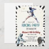 Fencing Birthday party Invitation 招待状 (正面/裏面)