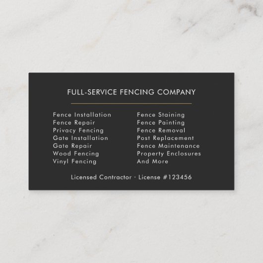 Fencing Company 名刺 (裏面)