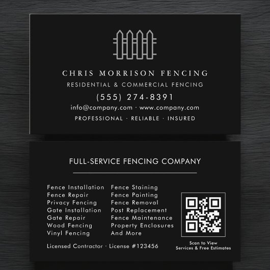 Fencing Fence Contractor QR Code 名刺