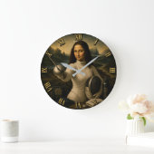 Fencing Funny Mona Lisa ラージ壁時計 (ホーム)