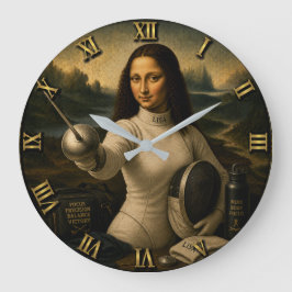 Fencing Funny Mona Lisa ラージ壁時計