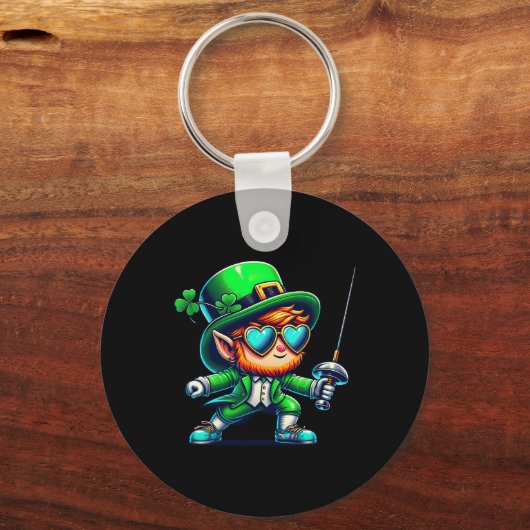 Fencing Leprechaun Kids Mens Womens St Patricks Da キーホルダー (正面)