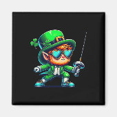 Fencing Leprechaun Kids Mens Womens St Patricks Da マグネット (正面)