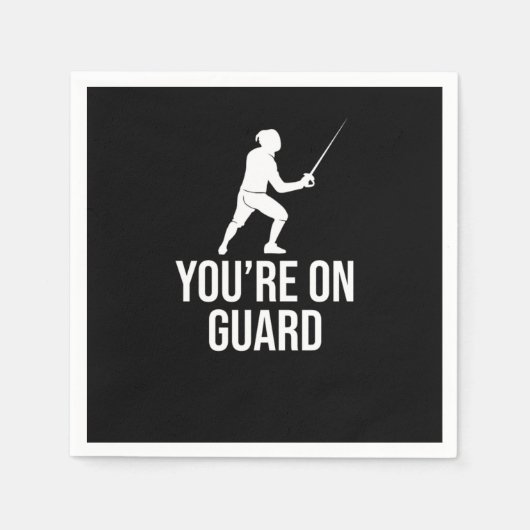 Fencing Sabre Foil Sword Fencer スタンダードカクテルナプキン (正面)