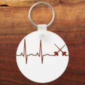 Fencing Sabre Shirt - Saber Style Fencing Heartbea キーホルダー (正面)