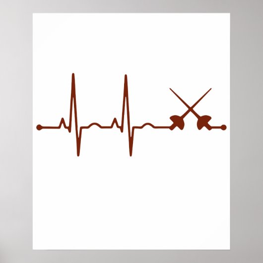 Fencing Sabre Shirt - Saber Style Fencing Heartbea ポスター (正面)