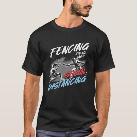Fencing Social Distancing Fencer Fence Mask Long S Tシャツ (正面)