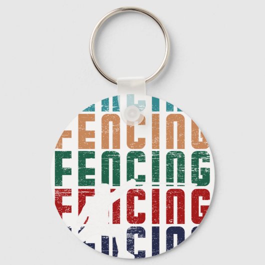 Fencing Vintage Retro Design Fencer キーホルダー (正面)