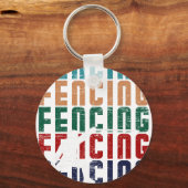 Fencing Vintage Retro Design Fencer キーホルダー (正面)