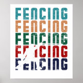 Fencing Vintage Retro Design Fencer ポスター (正面)