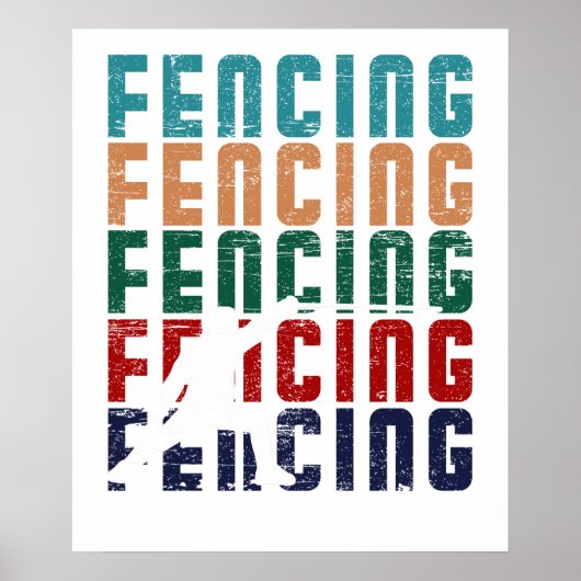 Fencing Vintage Retro Design Fencer ポスター (正面)