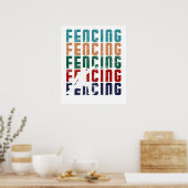 Fencing Vintage Retro Design Fencer ポスター (キッチン)