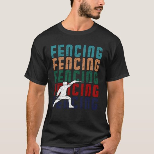 Fencing Vintage Retro Design Fencer Tシャツ (正面)