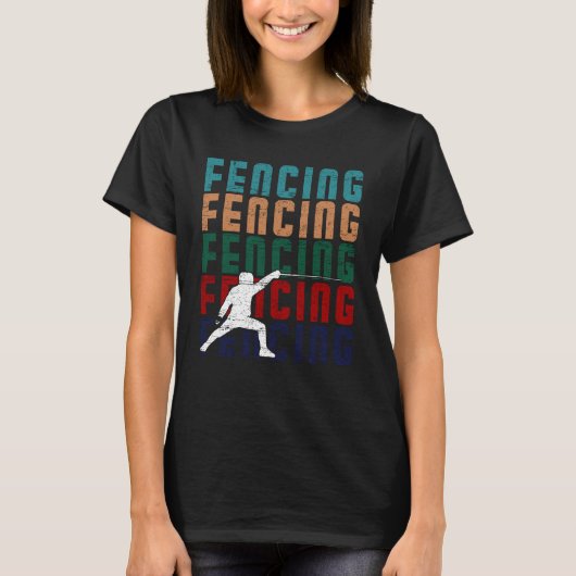 Fencing Vintage Retro Design Fencer Tシャツ (正面)
