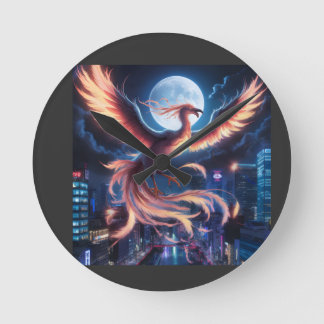 Fênix flamejante Relógio de Parade Redondo ラウンド壁時計