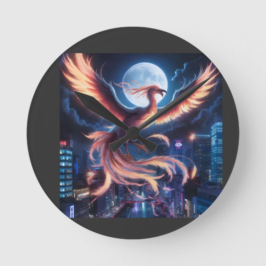 Fênix flamejante Relógio de Parade Redondo ラウンド壁時計 (正面)