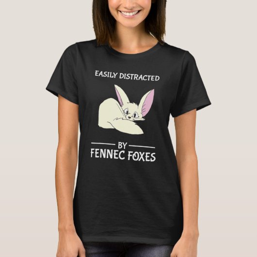 Fennecのキツネに容易に気を散らおもしろいすキツネ Tシャツ (正面)