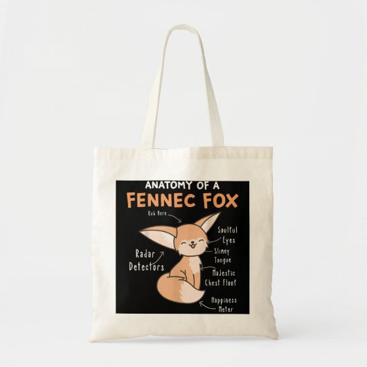 Fennecの解剖学キツネかわいいキツネ恋人のギフトFennec トートバッグ (正面)