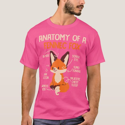 Fennecの解剖学キツネかわいいキツネ恋人Fennec Foxe Tシャツ (正面)