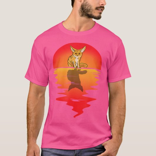 Fennecキツネサンセットイヤー動物Fennecキツネオーナー Tシャツ (正面)
