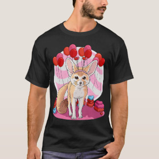 Fennecキツネハートバレンタインデイデコールギフト Tシャツ