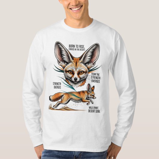 Fennecキツネ生まれ-砂漠精神を盛り上げる Tシャツ (正面)