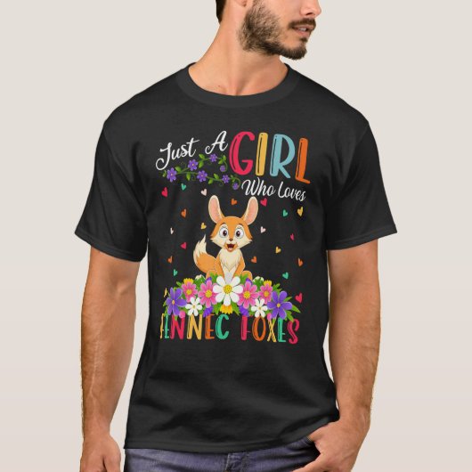 FennecキツネFennecのキツネを愛する女の子のみ Tシャツ (正面)