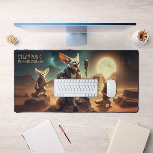 Fennecクールキツネズロックアコースティックギターin Desert デスクマット (オフィス1)