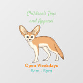 Fennecフォックスカートゥーンイラストレーション ウィンドウサイン (シート)