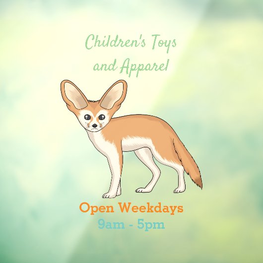 Fennecフォックスカートゥーンイラストレーション ウィンドウサイン (シート3)