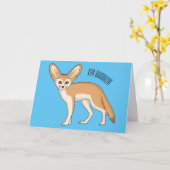 Fennecフォックスカートゥーンイラストレーション カード (黄色い花)