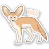 Fennecフォックスカートゥーンイラストレーション シール (正面)