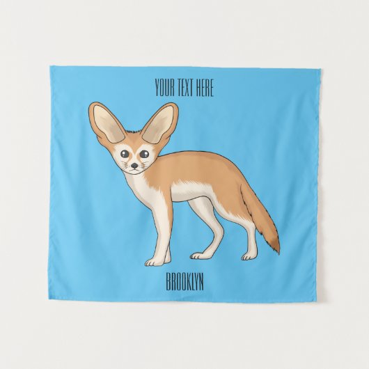 Fennecフォックスカートゥーンイラストレーション タペストリー (正面(横))