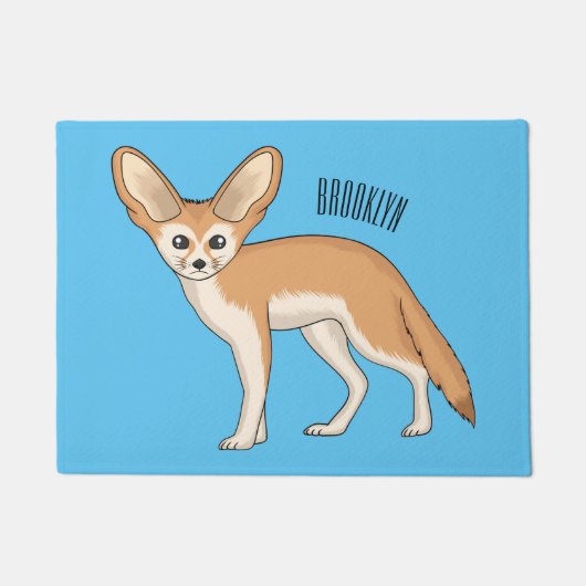 Fennecフォックスカートゥーンイラストレーション ドアマット (正面)