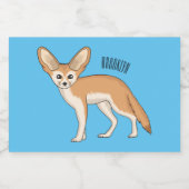 Fennecフォックスカートゥーンイラストレーション フードラベル (シングルラベル)