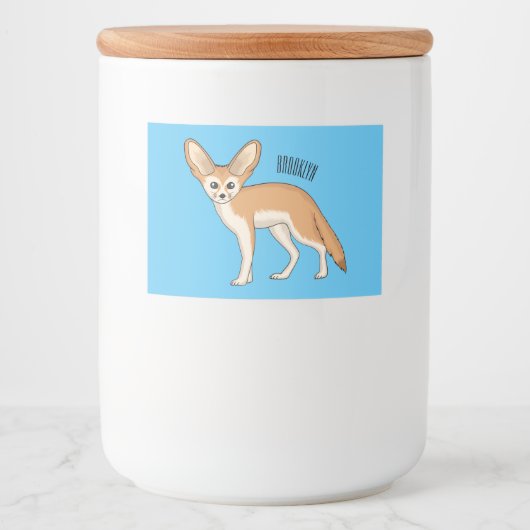 Fennecフォックスカートゥーンイラストレーション フードラベル (正面)