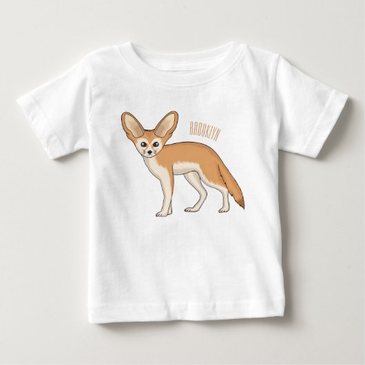 Fennecフォックスカートゥーンイラストレーション ベビーTシャツ (正面)