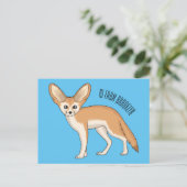Fennecフォックスカートゥーンイラストレーション ポストカード (スタンド正面)