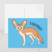Fennecフォックスカートゥーンイラストレーション ポストカード (正面/裏面)
