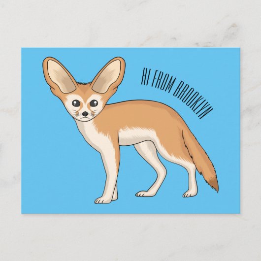 Fennecフォックスカートゥーンイラストレーション ポストカード (正面)