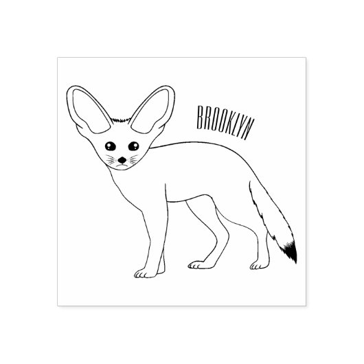 Fennecフォックスカートゥーンイラストレーション ラバースタンプ (インプリント)