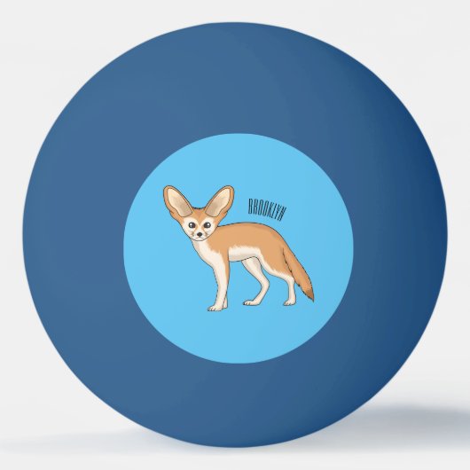 Fennecフォックスカートゥーンイラストレーション 卓球ボール (正面)