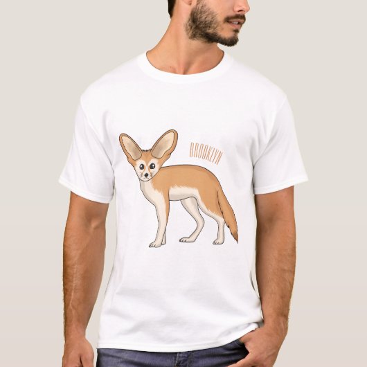 Fennecフォックスカートゥーンイラストレーション Tシャツ (正面)