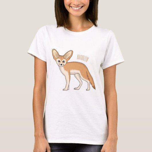 Fennecフォックスカートゥーンイラストレーション Tシャツ (正面)