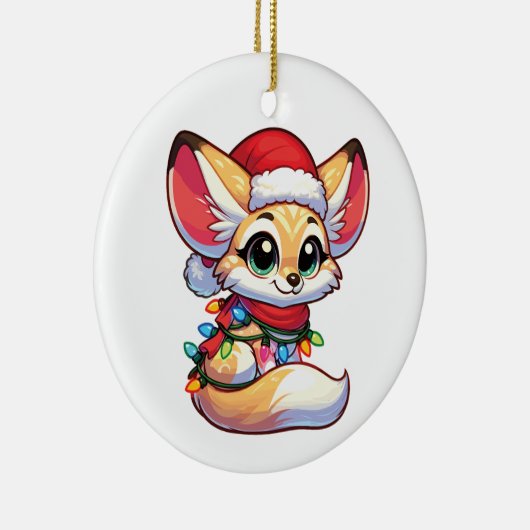 Fennecメリークリスマス冬の動物かわいいフェネックス セラミックオーナメント (右)