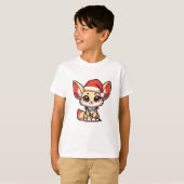 Fennecメリークリスマス冬の動物かわいいフェネックス Tシャツ (正面フル)