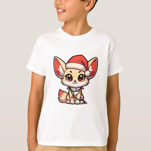 Fennecメリークリスマス冬の動物かわいいフェネックス Tシャツ (正面)