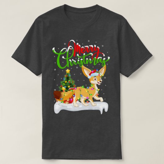 Fennec Fo動物愛好家クリスマス照明Fennec Fo Chr Tシャツ (デザイン正面)