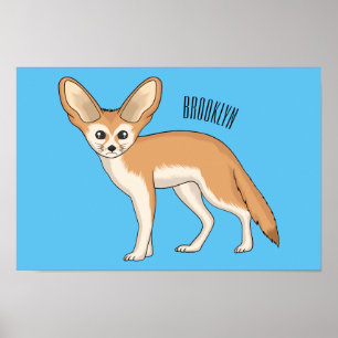 Fennec fox cartoon illustration ポスター