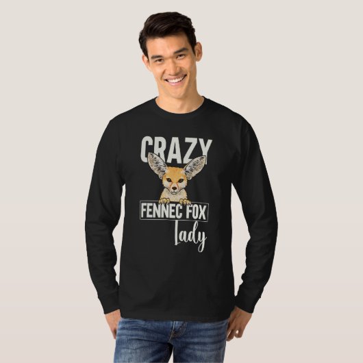 Fennec Fox Crazy Fennec Fox Lady Tシャツ (正面フル)